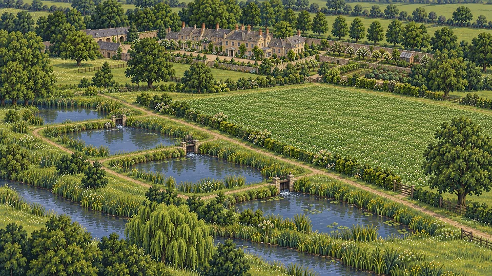 Donwell Abbey — Fish ponds and working grounds