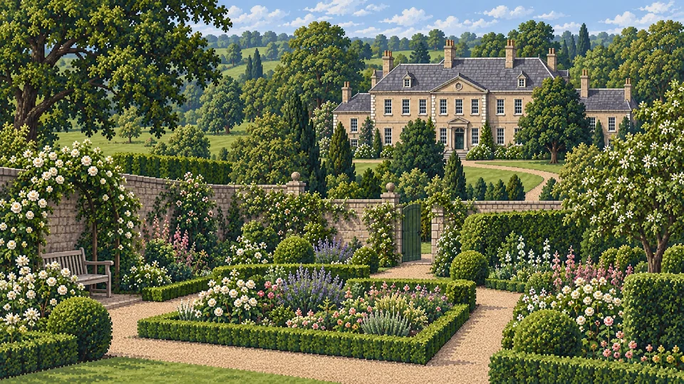 Kellynch Hall — Flower garden and shrubbery
