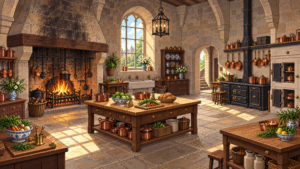 Northanger Abbey — Ancient kitchen and modern equipment
