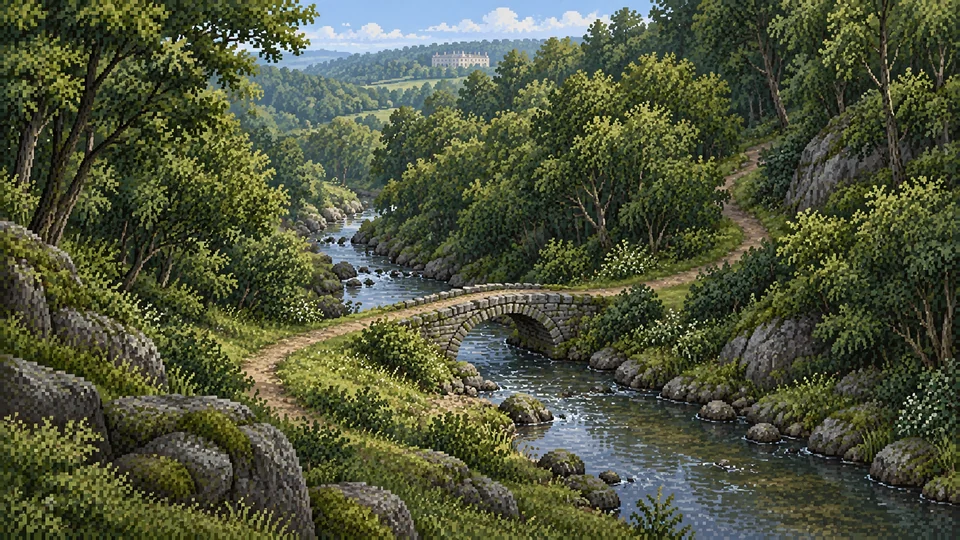 Pemberley — Simple bridge and glen